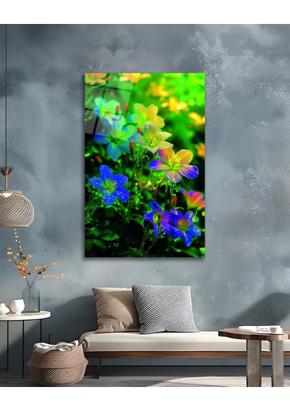 Rengarenk Çiçekler Cam Tablo indirimleri