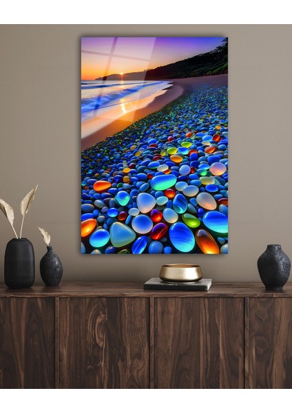 Sahilde Çakıl Taşları Cam Tablo fırsatları