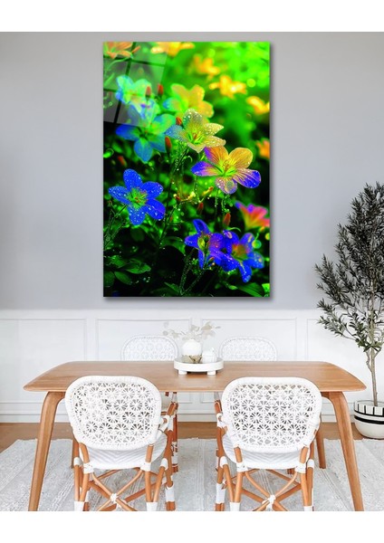 Rengarenk Çiçekler Cam Tablo fiyatları