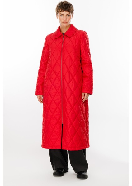 Paris Hafif Elyaf Yalıtımlı Baharlık Trençkot Kap Kaban-Kırmızı fiyatları