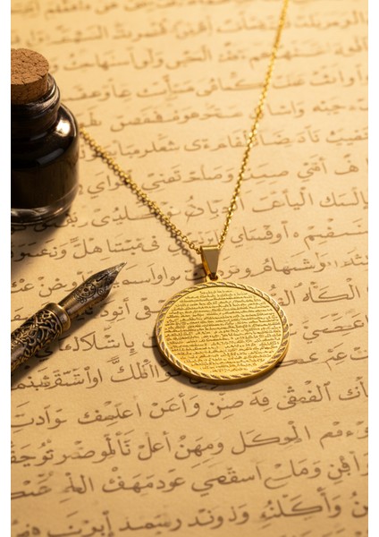 Altın Vakıa Suresi Yazılı Çelik Kolye Kararmaz Paslanmaz Zincirli Unisex Kolye modelleri