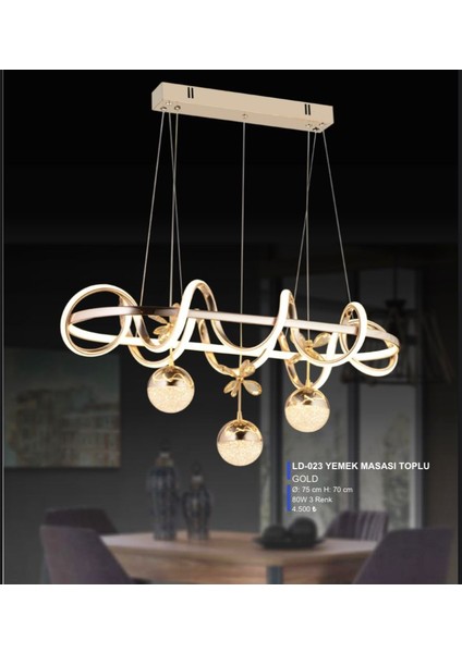 Sıralı Krom Kaplamalı 3 Renk Sarkıt LED Avize Modern