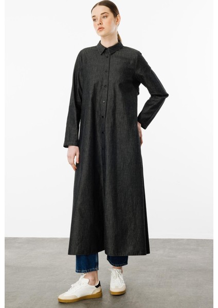 Renkli Boncuk Işleme %100 Pamuk Ince Kot Spor Kap Ferace-Siyah