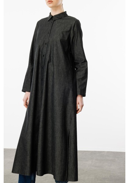 Renkli Boncuk Işleme %100 Pamuk Ince Kot Spor Kap Ferace-Siyah