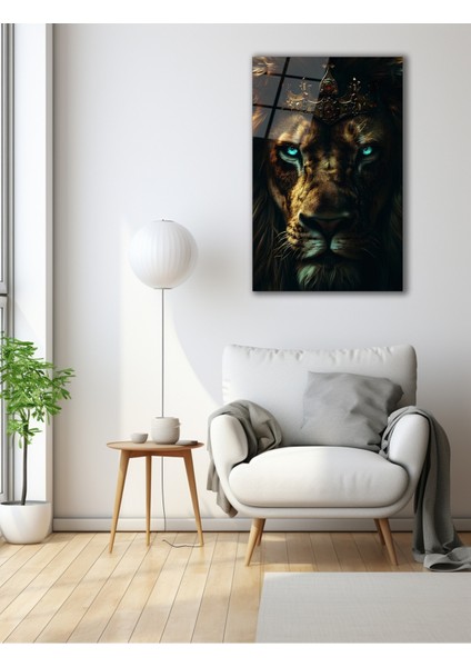 Mavi Gözlü Aslan Kral Cam Tablo modelleri