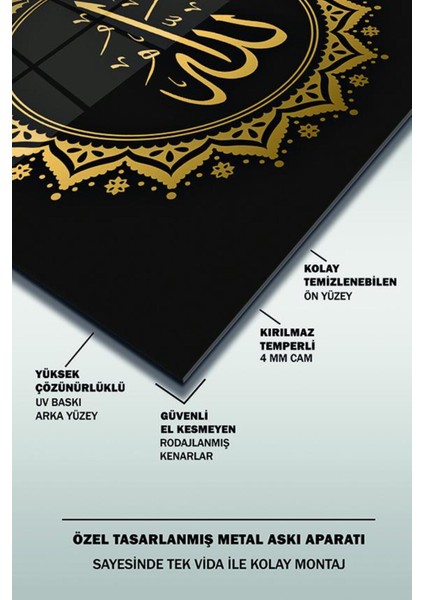 Allah Lafzı Kaligrafi Kare Islami Cam Tablo fırsatları