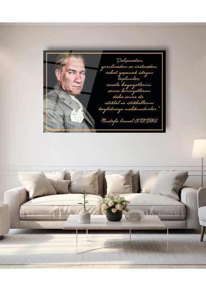 Gazi Mustafa Kemal Atatürk Portresi ve Sözleri Cam Tablo fiyatları
