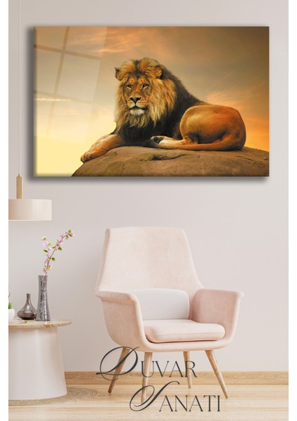 Aslan Kral Cam Tablo, Modern Ev Salon Ofis Dekorasyonu Hediyelik Büyük Duvar Dekoru modelleri