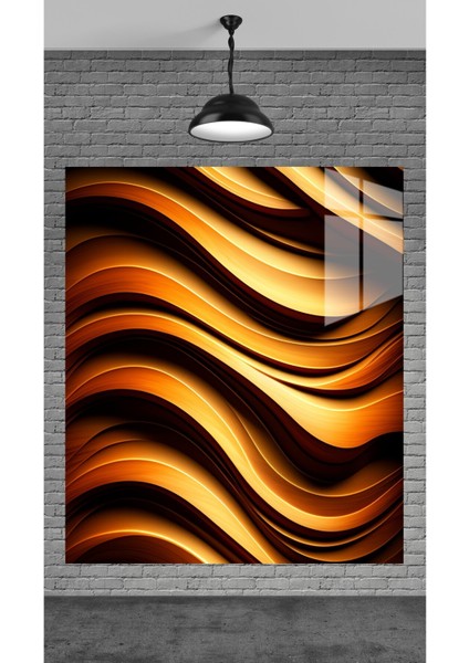 Gold Altın Desenler Görseli Temperli Cam Üzerine Tablo Sevgilinize Yılbaşı Hediye