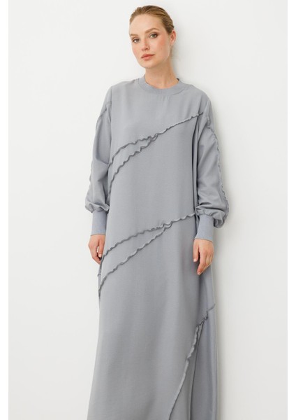 Parcha - Dikiş Ipekçe Doku Ribanalı Özel Elbise Kap-Gri modelleri
