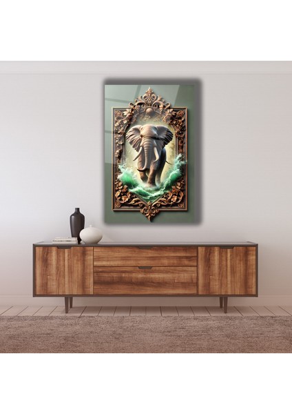 Çerçeve Içinde Fil Cam Tablo