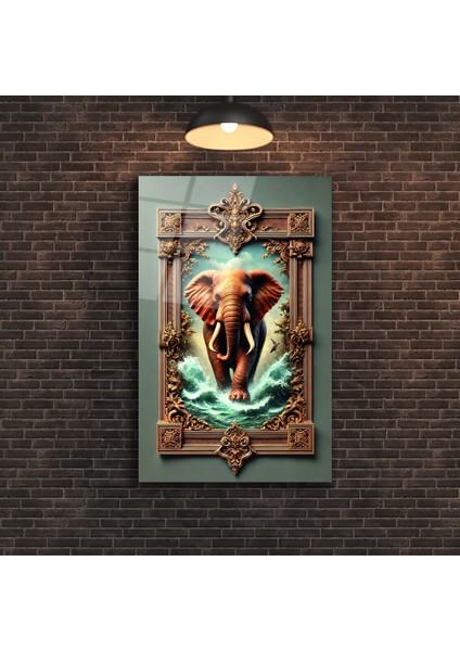 Çerçeve Içinde Suda Yürüyen Fil Cam Tablo fiyatları