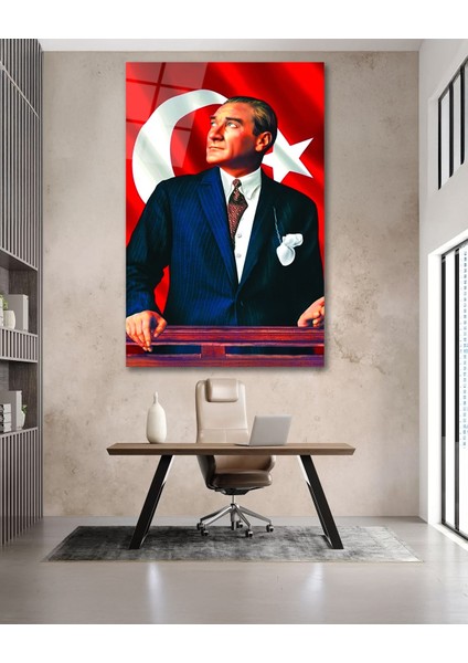 Mustafa Kemal Atatürk Portresi Cam Tablo