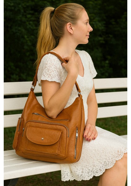 Yumuşak Suni Deri Taba El Omuz ve Sırt Kullanımına Uygun Kadın Çanta