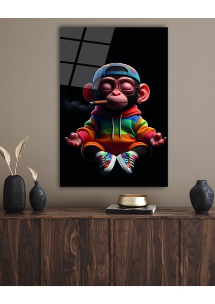 Eski Harita Mühürlü Mektup Mum ve Pusula Cam Tablo