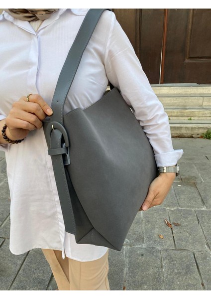Süet Toka Detaylı Taba Büyük Boy Kadın Shopper Omuz Çantası modelleri