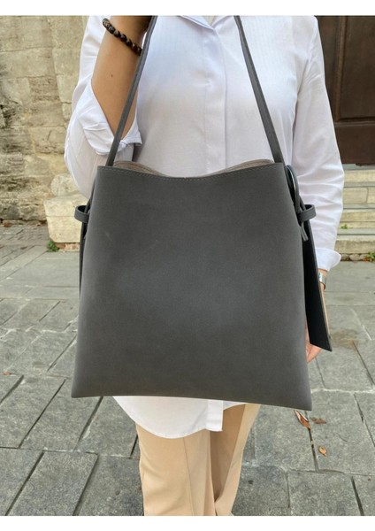 Süet Toka Detaylı Taba Büyük Boy Kadın Shopper Omuz Çantası fırsatları