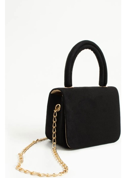 *** Kadın Şık Ufak Siyah Süet El ve Omuz Çantası modelleri