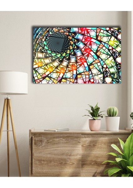 Rengarenk Geometrik Desen Cam Tablo