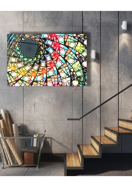 Rengarenk Geometrik Desen Cam Tablo modelleri