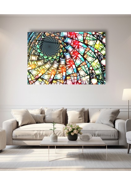 Rengarenk Geometrik Desen Cam Tablo indirimleri