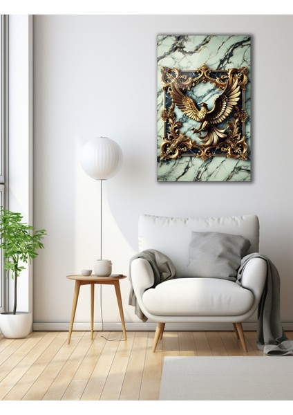 Siyah Çerçeve Içinde Altın Kartal Cam Tablo indirimleri