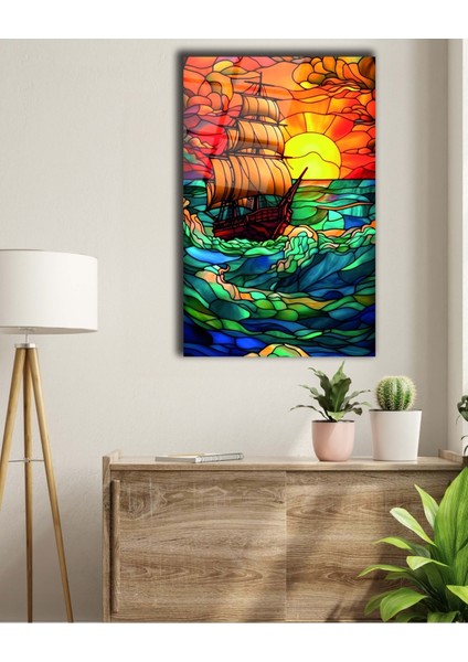Vitray Korsan Gemisi Cam Tablo modelleri