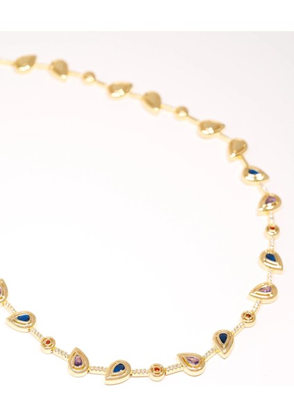 Mg Fresh Kolye – 14 Ayar Altın Kaplama, Renkli Damla Taşlı Zarif Tasarım fiyatları