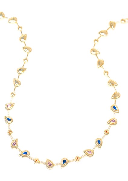 Mg Fresh Kolye – 14 Ayar Altın Kaplama, Renkli Damla Taşlı Zarif Tasarım fırsatları