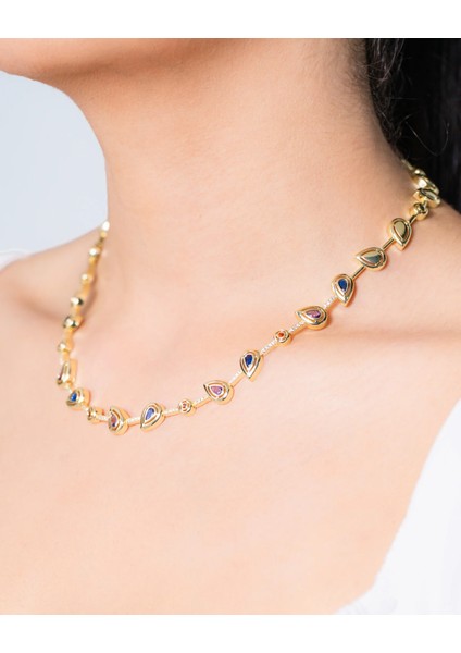 Mg Fresh Kolye – 14 Ayar Altın Kaplama, Renkli Damla Taşlı Zarif Tasarım indirimleri