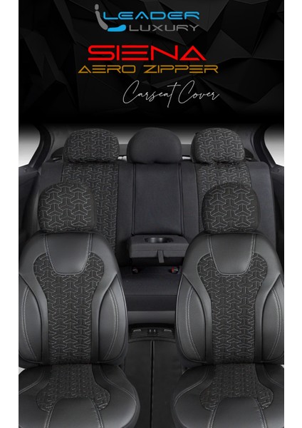 Volvo XC70 Deri Detaylı Oto Koltuk Kılıfı Ön Arka Set Siyah Beyaz Siena Seri Scr modelleri