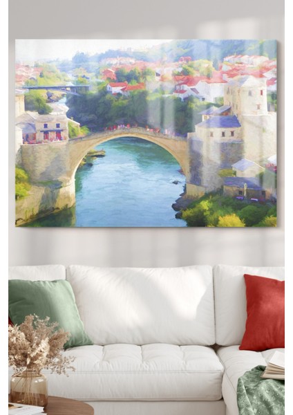 Mostar Köprüsü| Şehir Temalı Cam Tablo | 50X70 cm fiyatları