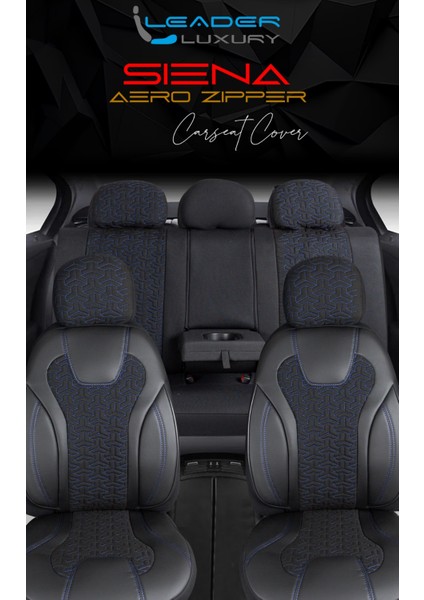 Volvo XC70 Deri Detaylı Oto Koltuk Kılıfı Ön Arka Set Siyah Mavi Siena Seri Scr indirimleri