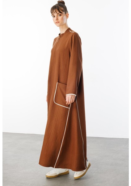 Bloom Ipekçe Kontrast Biye Spor Konforlu Kap-Ferace-Kahve