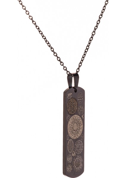 Siyah Dikdörtgen Titanyum Kaplama Dualı Çelik Kolye Çelik Zincirli Kararmaz Paslanmaz indirimleri