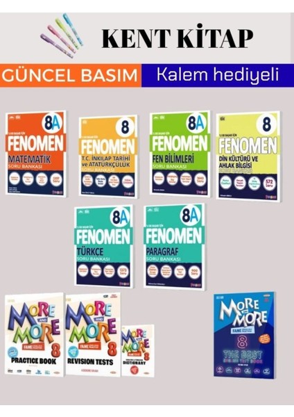 8. Sınıf Matematik-Fen B.-Türkçe-Paragraf-Inkılap T.-Din Kültürü (A)- More More Set Soru Bankaları