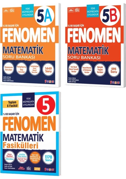 Fenomen Okul 2025 5. Sınıf Matematik A + B Soru + Fasikül Seti Seti 3 Kitap