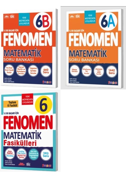 Fenomen Okul 2026 6. Sınıf Matematik A + B Soru + Fasikül Seti Seti 3 Kitap Güncel Müfredat