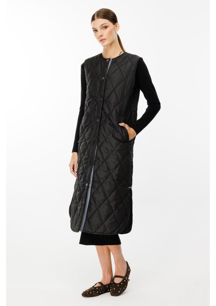 Mrn Çizgi Detaylı Zamansız Kapitone Yelek.-Siyah modelleri