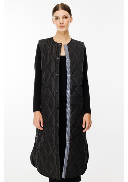 Mrn Çizgi Detaylı Zamansız Kapitone Yelek.-Siyah fırsatları