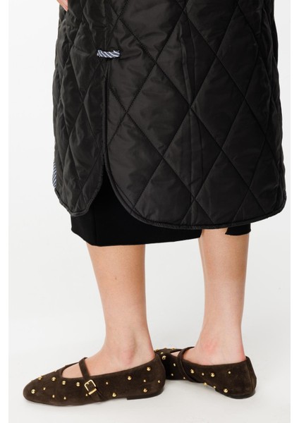 Mrn Çizgi Detaylı Zamansız Kapitone Yelek.-Siyah