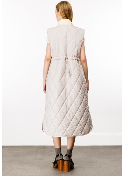 Mrn Çizgi Detaylı Zamansız Kapitone Yelek.-Gri indirimleri