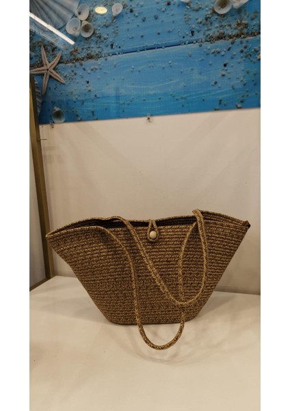 El Yapımı Örgü Omuz Çantası & Plaj Çantası Kaverengi modelleri