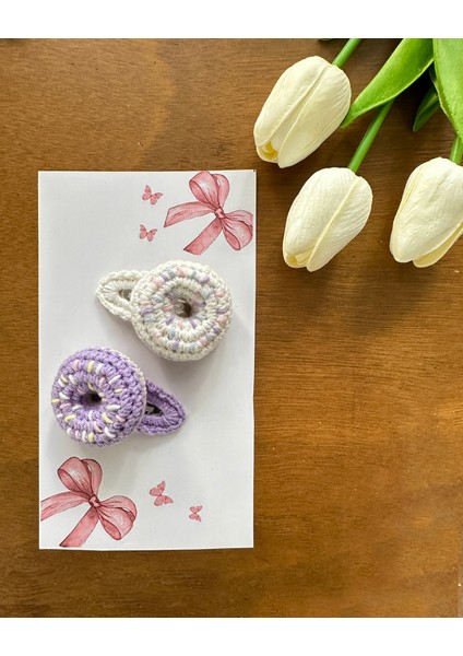 Saç Tokası Özel Donut Tasarımı Handmade 2'li Çıt Çıt Toka Seti fiyatları