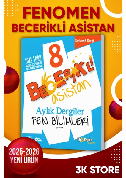 2026 Lgs 8.sınıf Becerikli Asistan 3lü Set Türkçe Matematik Fen Bilimleri Aylık Dergiler fırsatları
