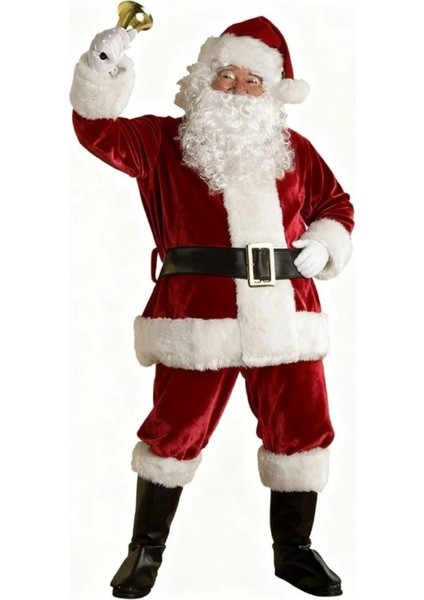 Yetişkin Noel Baba Kostümü Lüks Kadife Yılbaşı Parti Kostümü indirimleri