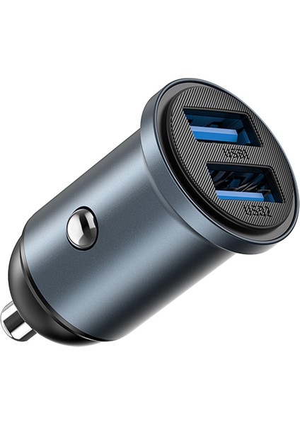 WI-CC031 Nano Lite Serisi Dual Usb-A Hızlı Şarj Özellikli Araç Şarj Aleti Pd 12W Gri