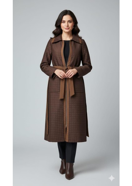 Jakar Kapitone ve Düz Garni Kumaşlı Içi Komple Astarlı Mevsimlik Kullanım Imkanı Sunan Trench Kap-Kahve fiyatları