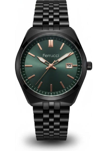 Erkek Kol Saati Siyah Renk, Yeşil Kadran – Şık Metal Kordon, 2 Yıl Garantili