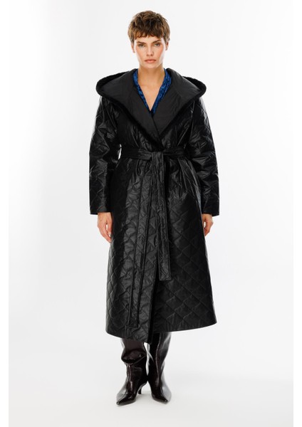 Sorf (Suni) Kürk Garni Baharlık Hafif Içi Dolgulu Spor Trenç Kap Kaban-Siyah fiyatları